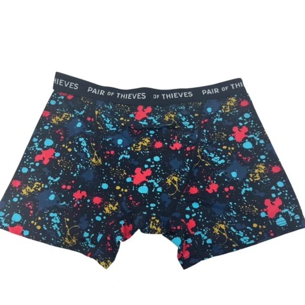 Pair of Thieves‎ Mens SuperFit Boxer Briefs Navy Paint Splatter Mesh Size Large